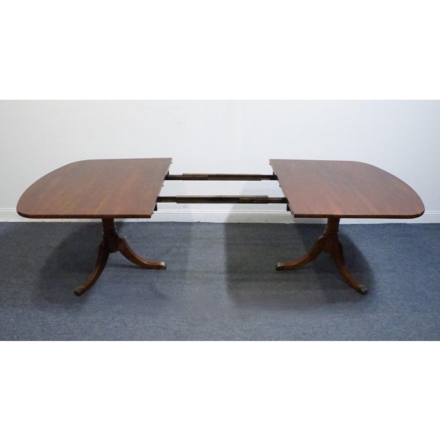 Vintage Antique Solid Mahogany Traditional Duncan Phyfe Style 92" Double Pedestal Dining Table For Sale In Kansas City - Image 6 of 11
