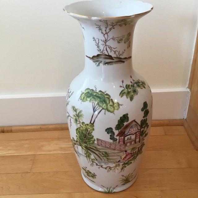 Speer Chinoiserie Ceramic Tall Vase For Sale - Image 4 of 10