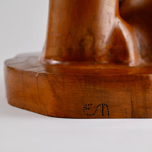 Wood Eva Martino (1960s) Biomorphic Wooden Sculpture, Large and Heavy Piece, Full Restoration For Sale - Image 7 of 7