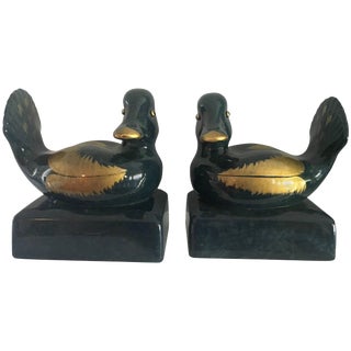 Italian Ceramic Gump's Duck Bookends For Sale