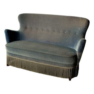 Vintage Danish Velvet Sofa, 1970 For Sale