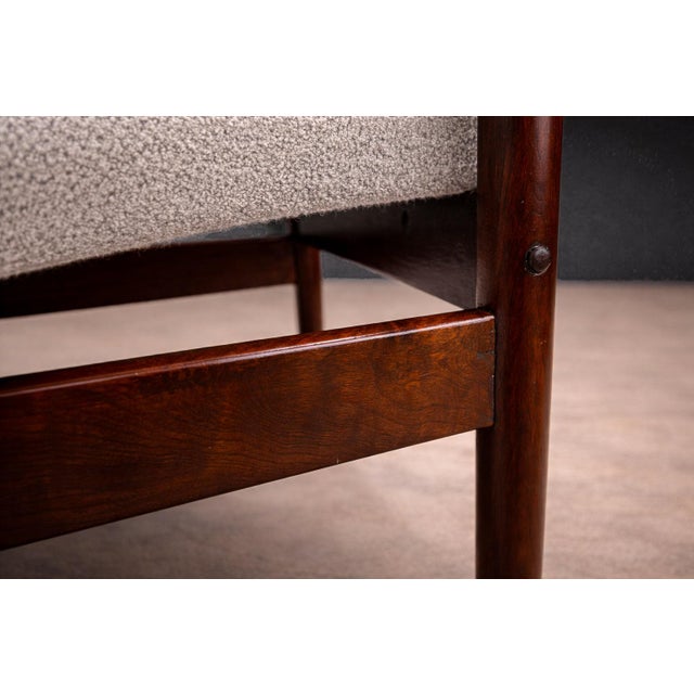 1960s Tall Armchair in Imbuia Wood & Grey Bocule, Michel Arnoult, 1960s - Lot 154A For Sale - Image 5 of 16