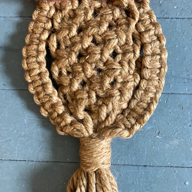 Mid-Century Modern 1970’s Vintage Macrame Owl Hanging For Sale - Image 3 of 5