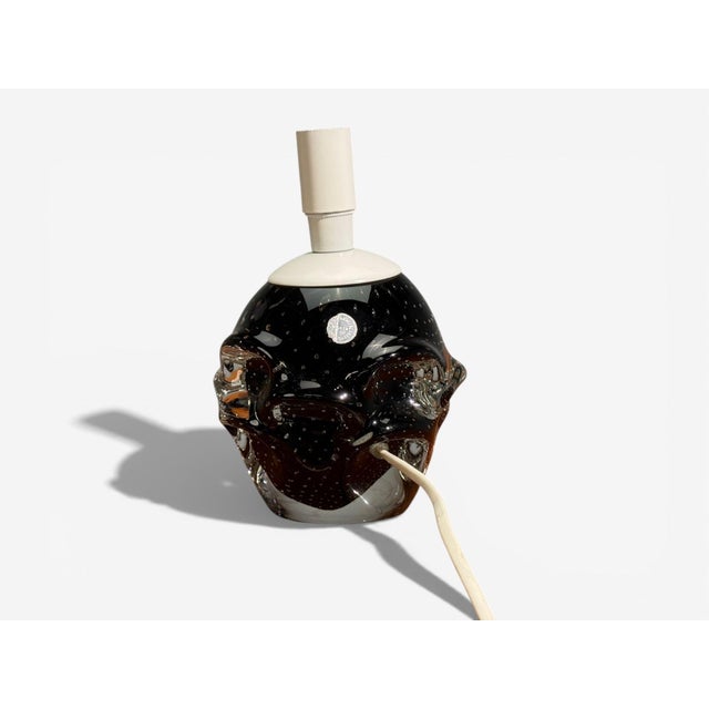 Black Kosta, Small Table Lamp, Black Glass, Sweden, 1950s For Sale - Image 8 of 9