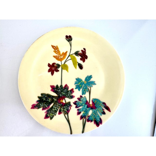 1960s Mid-Century Hand-Painted Japanese Dessert Plates & Stand – Set of 9 For Sale - Image 10 of 16