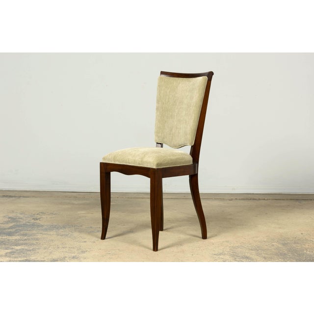 Set of 8 French Art Deco Walnut Dining Chairs in Sprout Green, 1930s For Sale In New York - Image 6 of 18