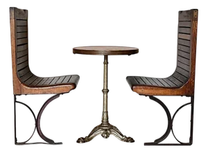 Parisian Metro Seats & Table, 1920s, Set of 3