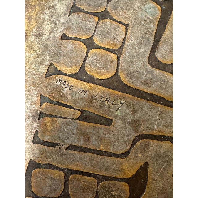 1970s Circa 1970's G. Urso Brutalist Etched Metal Coffee Table, Signed For Sale - Image 5 of 13