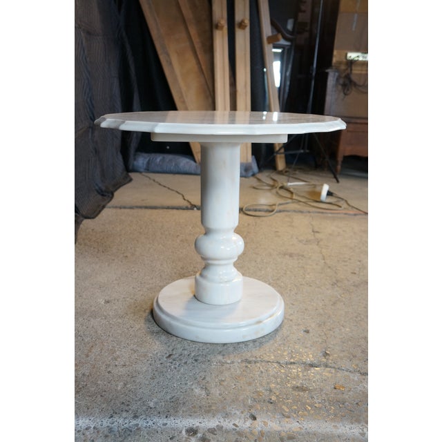 Mid Century Italian Marble Scalloped Pedestal Side Table Sculpture Stand For Sale - Image 12 of 16