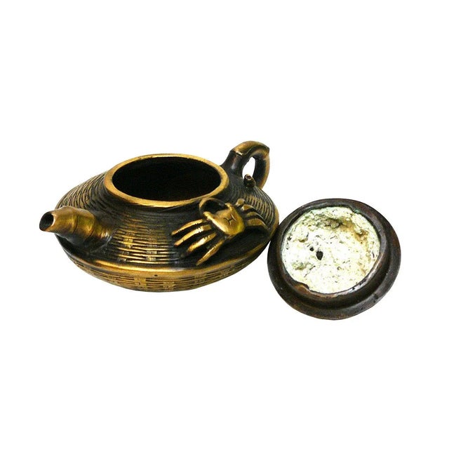 Chinese Metal Bronze Color Accent Teapot Display For Sale - Image 4 of 5
