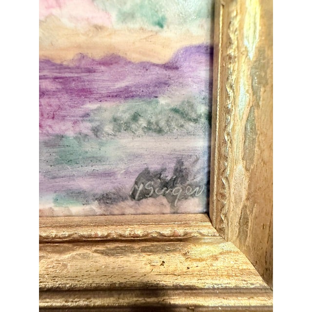 Wood Vintage Hand Painted Porcelain Tiles by M Singer - Set of 4 For Sale - Image 7 of 7