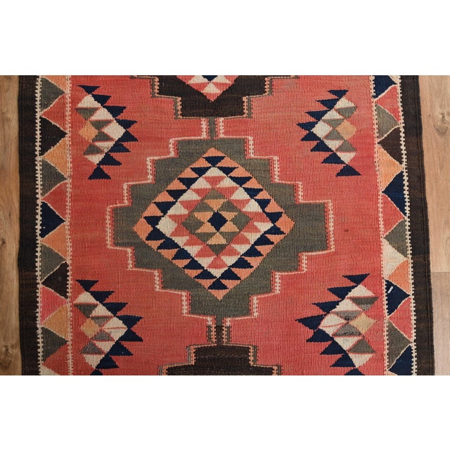 1970s Vintage Handmade Wool Cotton Pink Runner Rug For Sale - Image 11 of 11