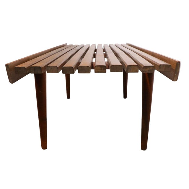 Brown Mid Century Slat Bench Coffee Table Made in Yugoslavia C 1950/1960's For Sale - Image 8 of 13