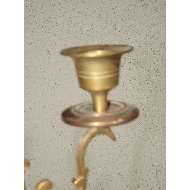 Pair of Vintage Brass and Onyx Candelabras 10" High Candle Holders For Sale - Image 9 of 12