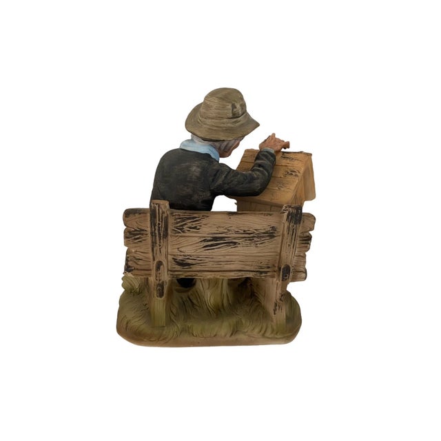 Vintage Lefton Japan Hand Painted Old Man W Dogs Doghouse Figurine Collectible For Sale - Image 4 of 5