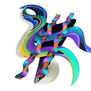 1980s Shlomi Haziza Signed Monumental Modern Acrylic and Aluminum Wall Sculpture For Sale