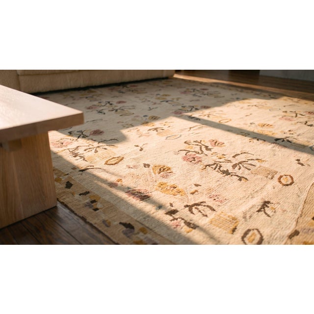 Aesthetic Folk Art Style in a White-Ivory Open Field Antique Besserabian Flat-Weave Rug For Sale - Image 11 of 13