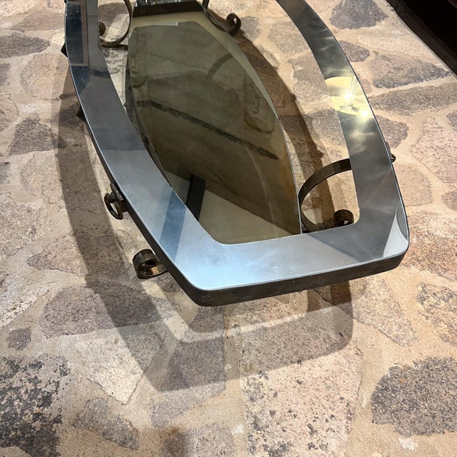 1950s Style Arturo Pani Long Oval Coffee Table Patinated Brass For Sale - Image 10 of 12