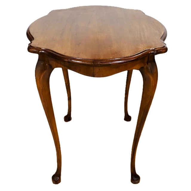 English 20th C Queen Anne Style "Turtle" Form Top Walnut Side Coffee Table For Sale - Image 11 of 13