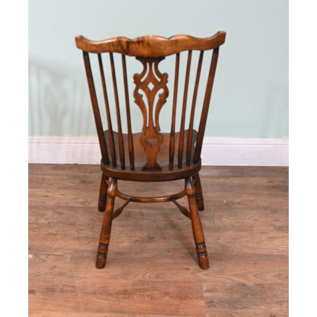 Wood Oak Refectory Table and Windsor Dining Chairs, Set of 9 For Sale - Image 7 of 15