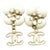 Chanel Ivory Camellia CC Dangle Piercing Earrings, A Pair For Sale