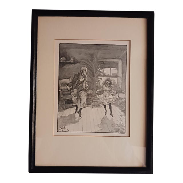 The Dancing Master - Original Victorian Print 1890 of Child's Dancing Lesson For Sale