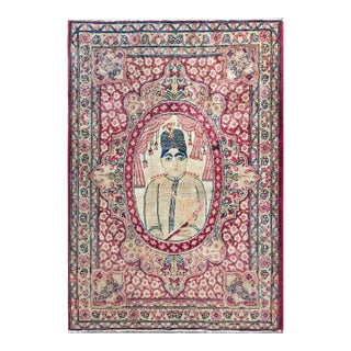 Early 20th Century Persian Pictorial Lavar Kirman Rug For Sale