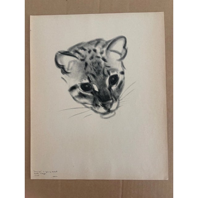 Up for sale is this vintage print from a 1943 collection by acclaimed illustrator Clare Turlay Newberry. It is matted in a...