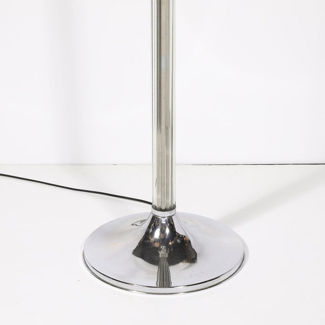 1940s Pair of Art Deco Machine Age Chrome and Glass Rod Torchieres For Sale - Image 5 of 17
