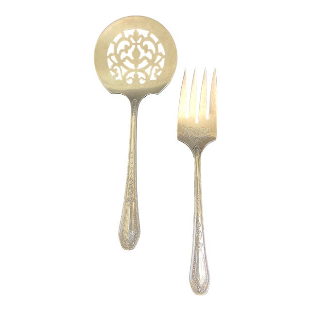 Community Plate Hampton Court Silverplate 1926 Tomato Server & Cold Meat Serving Fork For Sale
