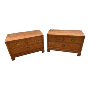 Vintage Chinoiserie Style Davis Cabinet Company Side Tables Nightstands - Pair