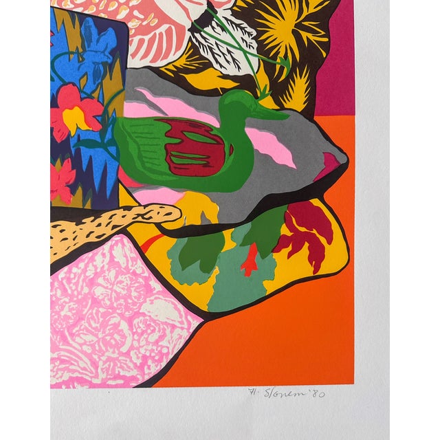 1980s Original Signed Hunt Slonem Serigraph Pillow Jungle For Sale - Image 5 of 14