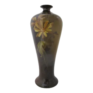 Jb Owens 118 Brown Flower Utopian Art Pottery 11.5" Tall Vase
