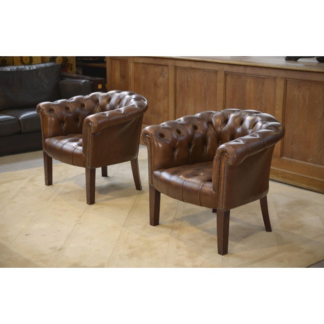 Vintage Leather Club Chairs, 1990s, Set of 2 For Sale - Image 14 of 14