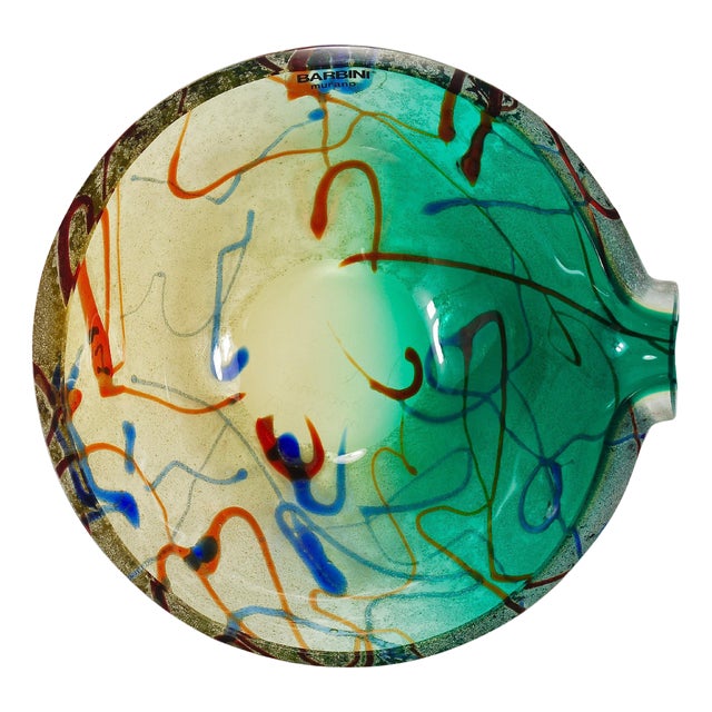 Vintage Italian Murano Art Glass Bowl by Alfredo Barbini, 1970s For Sale