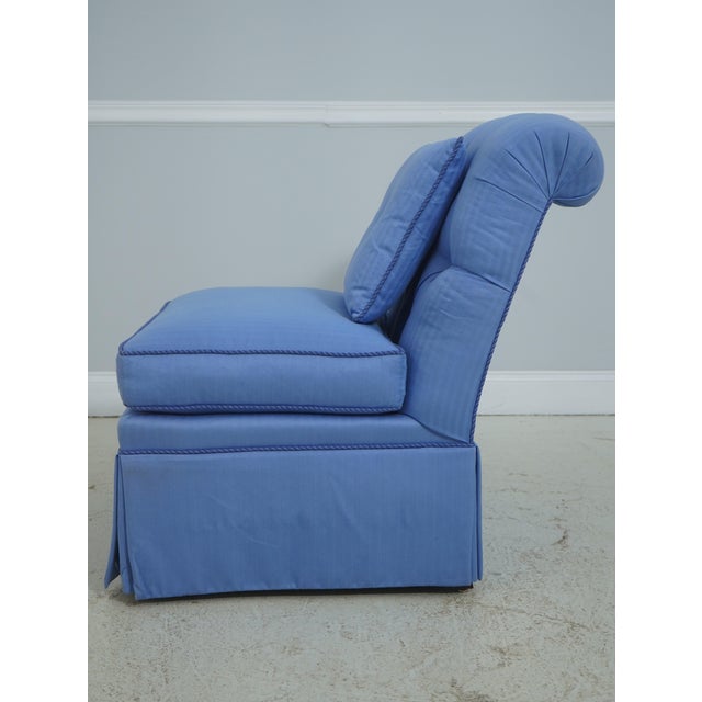 Traditional Kindel Blue Upholstered Boudoir Chair For Sale - Image 3 of 18