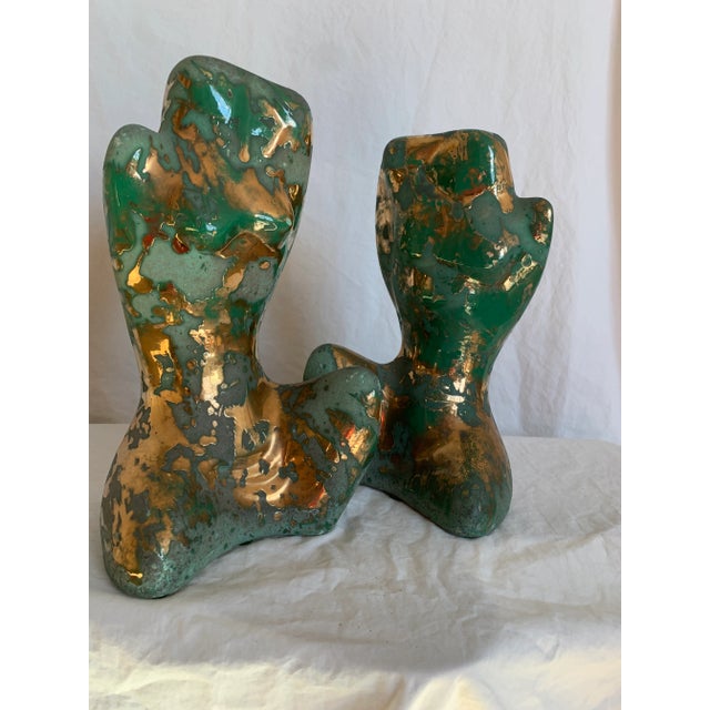 Green Pair of Mid-Century Italian Figural Sculptures For Sale - Image 8 of 12