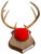 A striking set of vintage mounted deer antlers presented on a classic wooden shield plaque with a bold red velvet mount,...