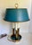 Mid 20th Century Vintage French Empire Revival Blue Tole and Brass Bouillotte Lamp For Sale - Image 5 of 14