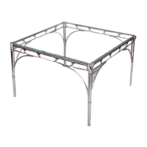 Faux Bamboo Aluminum & Glass Side Table, 1950s