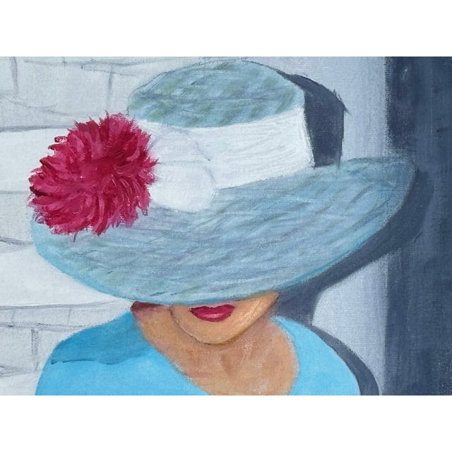 2000 - 2009 Lady in a Hat - Original Oil on Canvas in a Contemporary Style For Sale - Image 5 of 6
