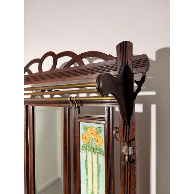 Antique Art Nouveau Hall Stand with Mirror For Sale - Image 3 of 7