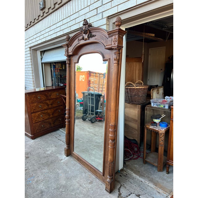 French 19th Century Louis XIII Walnut Château Wall Mirror For Sale - Image 10 of 12