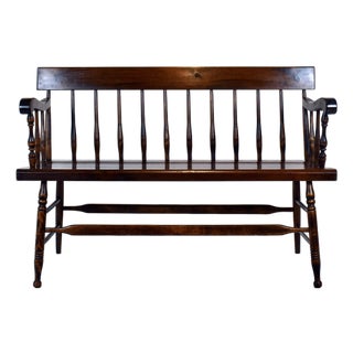American Pine Spindle Back Deacons Bench For Sale