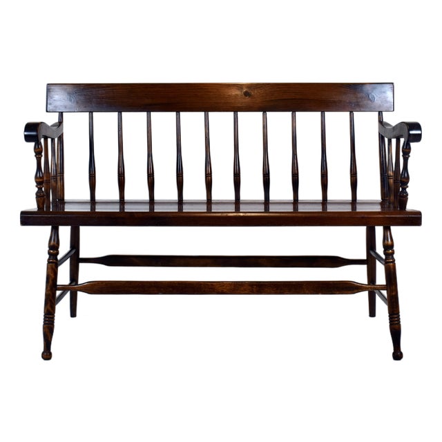 American Pine Spindle Back Deacons Bench For Sale