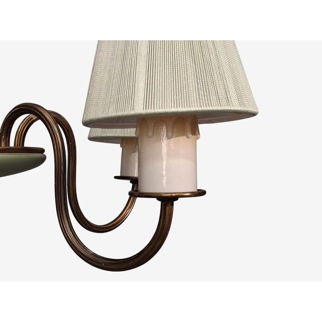 1950s Nordiska Kompaniet, Chandelier, Green Lacquered Wood, Brass For Sale - Image 12 of 13