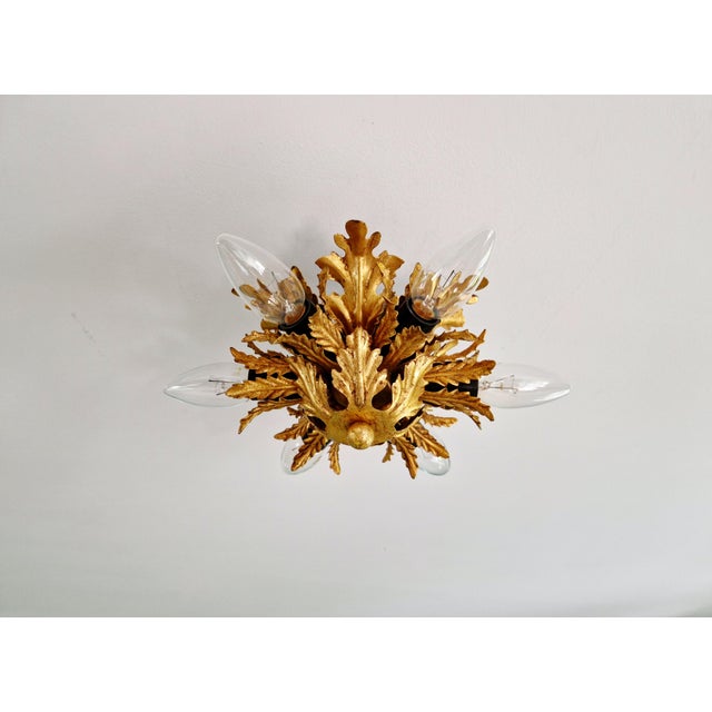 Mid-Century Modern Italian Ceiling Light in Gilded Metal from Banci Firenze, 1970 For Sale - Image 3 of 11