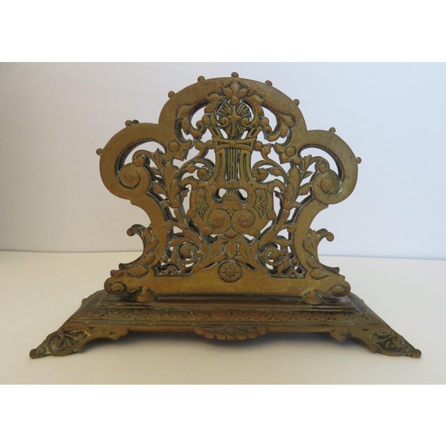 Art Nouveau Antique English Brass Letter Holder Edwardian Art Nouveau For Sale - Image 3 of 12