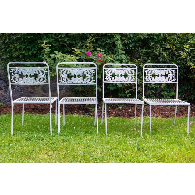 Metal Molla Wrought Iron, Glass Top Table, Four Chairs, 1940s For Sale - Image 7 of 12