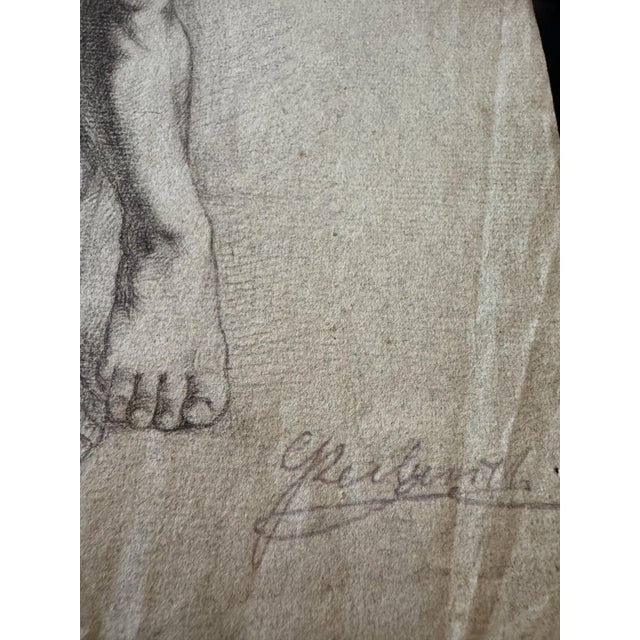 Carl H. Berberich, Male Nude Leaning on a Pedestal, Pencil on Paper For Sale - Image 7 of 12